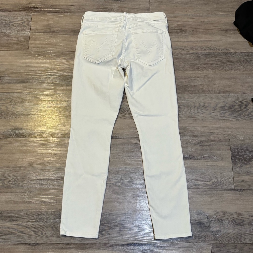 MOTHER Denim Looker Crop Slim straight white jeans size 26